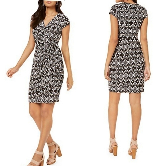 I.n.c International Concepts Faux-Wrap Mini Dress - Picture 1 of 10